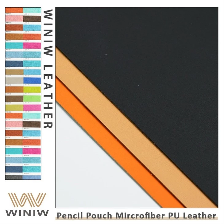 0.6mm Color Stability Making Stationery Pouch Microfibre PU Fabric Material