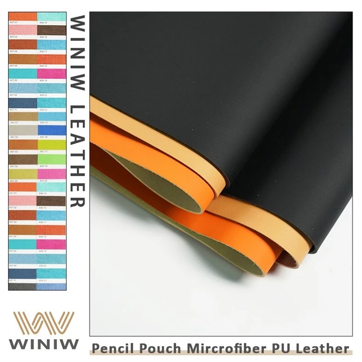 0.6mm Color Stability Making Stationery Pouch Microfibre PU Fabric Material