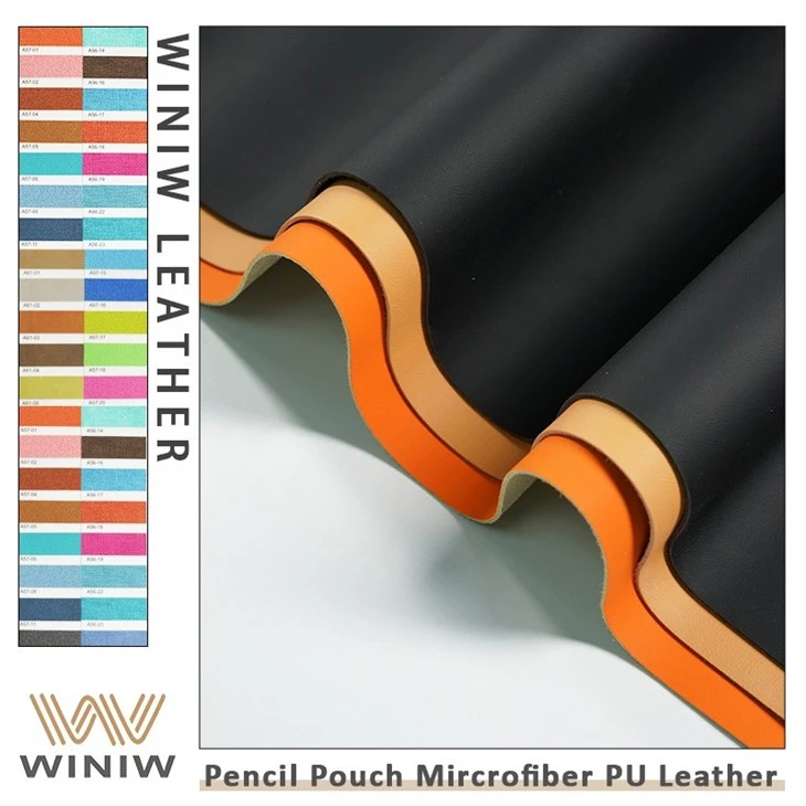 0.6mm Color Stability Making Stationery Pouch Microfibre PU Fabric Material
